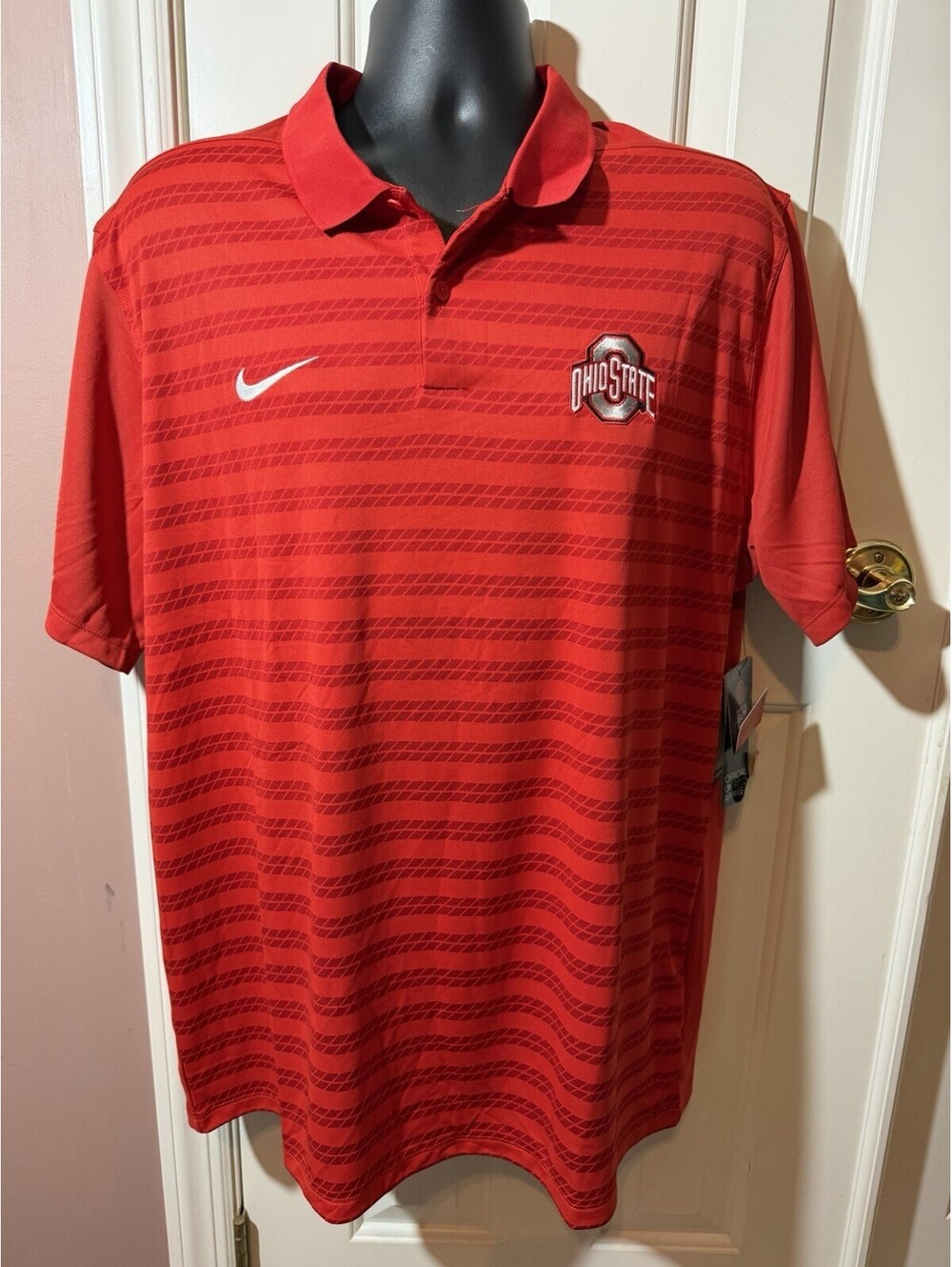 Nike Dri Fit Ohio State Buckeyes Golf Shirt Mens XL Red Stripe Embroidered New